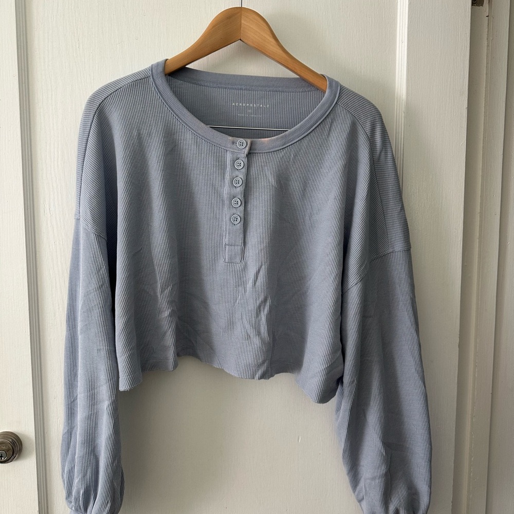 Aeropostale Blue Long Sleeve Henley Pajama Top